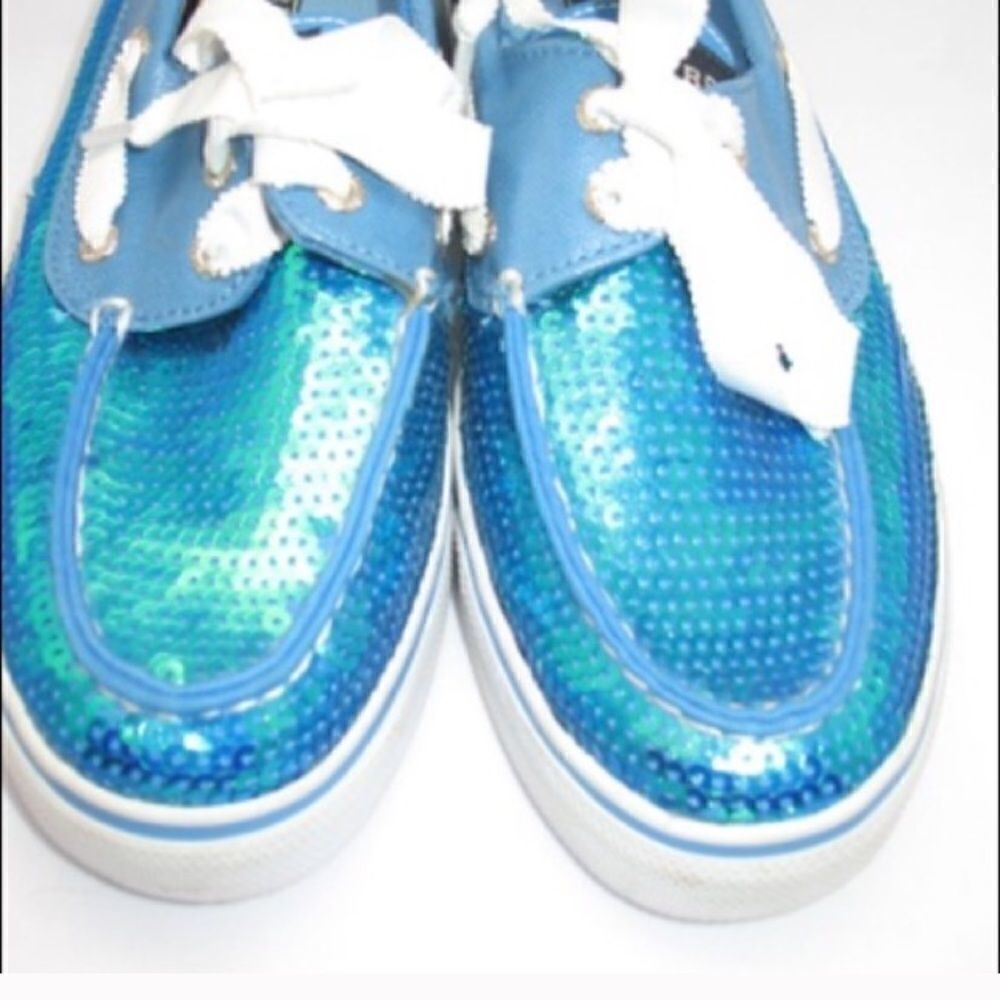 NWOB Sperry Topsider Blue Sequin Shoes - Picture 6 of 8